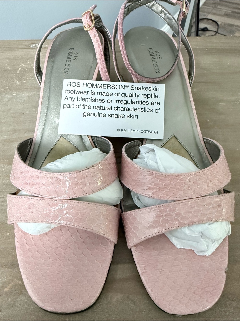 Ros Hommerson Pink GENUINE Snakeskin Leather Strappy Sandals